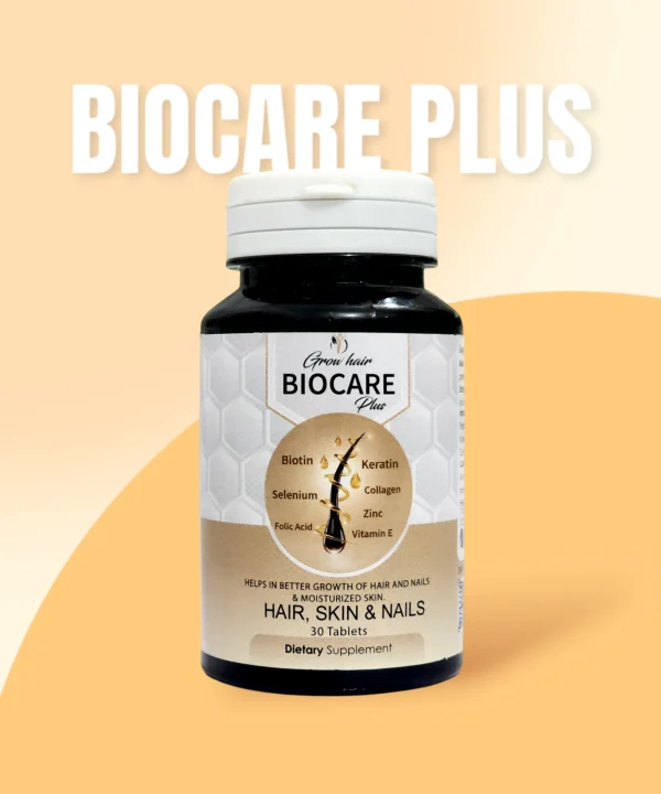 Biocare Plus – Nourishing beauty supplement for healthier hair, skin, and nails. the powerful blend of Biotin, collagen, keratin, and zinc and more