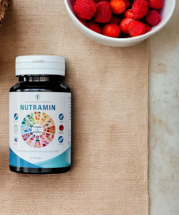 Nutramin Multivitamin Bottle with Essential Vitamins, Minerals, and Natural Ginseng for Daily Health