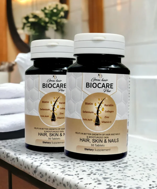 Biocare Plus – Nourishing beauty supplement for healthier hair, skin, and nails. the powerful blend of Biotin, collagen, keratin, and zinc and more