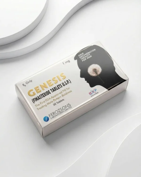 Genesis finasteride 1mg tablets USP box, FDA-approved hair regeneration therapy for men with hair loss