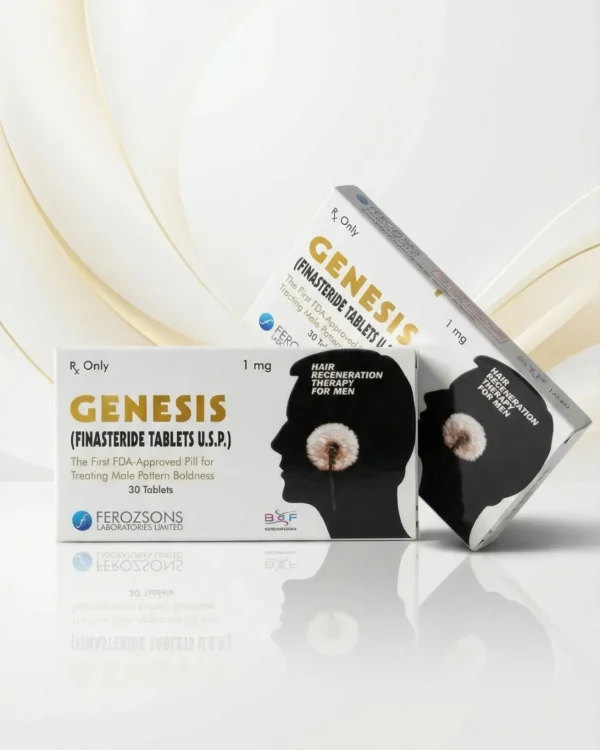 Genesis finasteride 1mg tablets USP box, FDA-approved hair regeneration therapy for men with hair loss