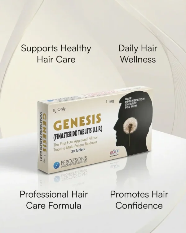 Genesis finasteride 1mg tablets USP box, FDA-approved hair regeneration therapy for men with hair loss