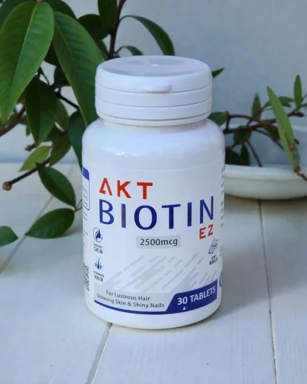 AKT biotin AKT Biotin EZ tablets 2500mcg bottle for healthy hair growth, glowing skin, and strong nails