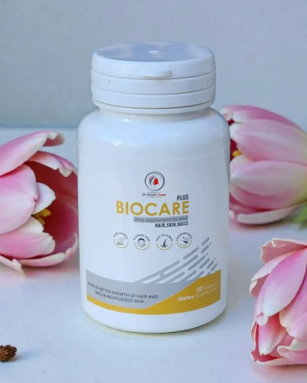 Dr Grow Care BioCare Plus dietary supplement tablets for hair growth, skin health, and nail strength